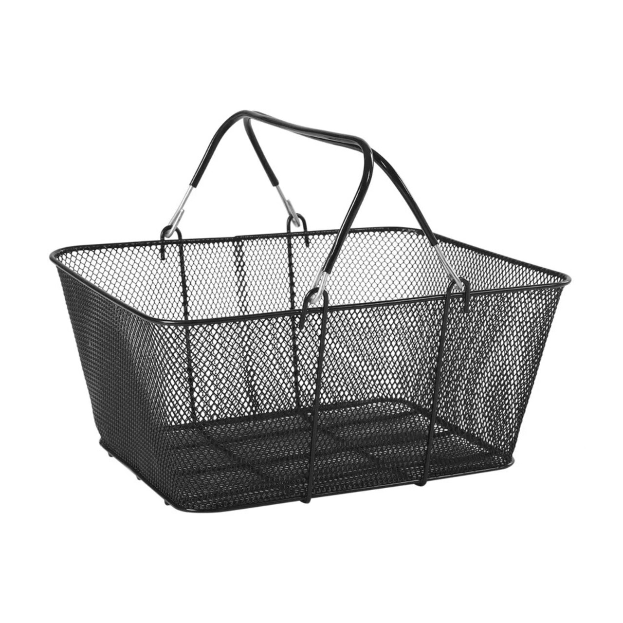 Portable Simple 12PCS Shopping Baskets with Handles Metal Shopping Basket Black